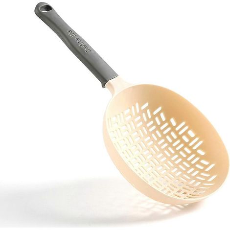 Passoire à cuillère, manche en silicone, passoire fine, cuillère de cuisine en silicone, passoire à pâtes grise (1/5)