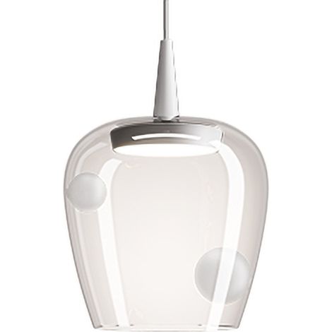 Zafferano Lampada a sospensione Bilia 230V LED 8W in vetro borosilicato soffiato bianco sabbiato, diametro 18 cm, altezza regolabile fino a 324 cm