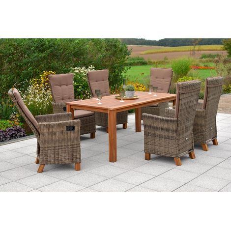 Toskana Set 13tlg 6 Hochlehner Kissen Tisch 185x90cm