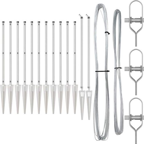 Poteau de clôture. 13 pcs Argenté Acier (1/5)