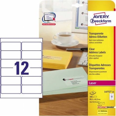 Adressetikett QuickPEELT 99,1 x 42,3 mm (B x H) Polyester transparent 300 Etik./Pack. (1/5)