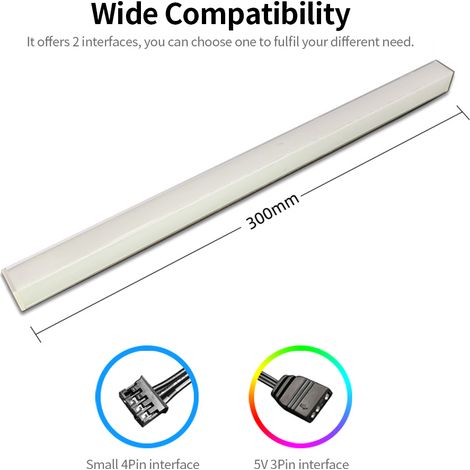 COOLMOON – Striscia LED ARGB magnetica, illuminazione bifacciale, barra luminosa arcobaleno per case PC con connettore a 3 pin da 5 V ed effetto di sincronizzazione (1/5)