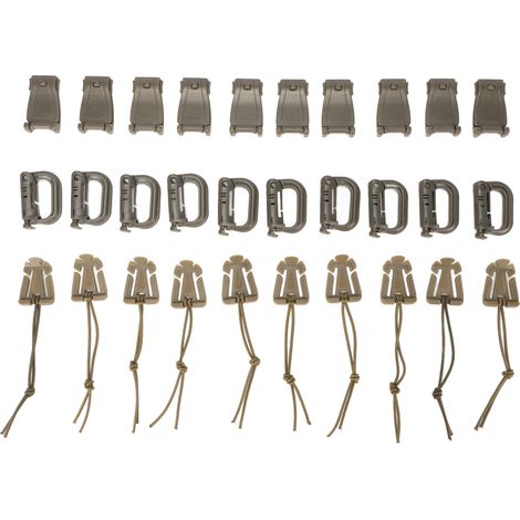 30er-Pack Rucksackgurte mit D-Ring und Karabiner, elastischen Gurtbändern zur Gurtführung, hellbraune Schnalle (1/5)