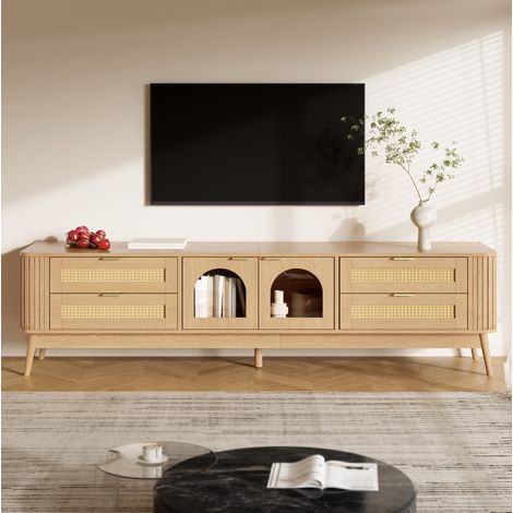 Mobile TV 180 x 40 x 50 cm con LED via app, 4 cassetti, naturale DESVIAE (1/5)