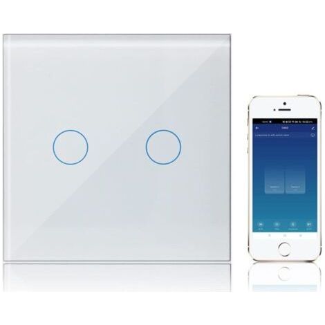 WiFi Connected Touch Switch, Compatible with Alexa and Google Assistant, 2 Gang, 1 Way, Smart Control via Tuya Smart Life App (1/4)
