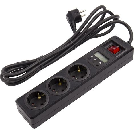 Bloc Multiprise 3 Prises Type F Schuko EU + Écran 3m Noir (1/3)
