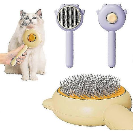 Peigne autonettoyant (violet), peigne magique pour chats et chiens à poils longs ou courts (1/5)
