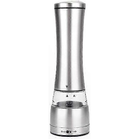 Moulin à sel et poivre en céramique, 21,5 cm, acier inoxydable argenté, design classique, mécanisme résistant, idéal pour assaisonner vos plats au quotidien. (1/5)