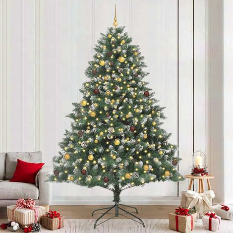 vidaXL Artificial Christmas Tree with 300 LEDs with Stand Green 240 cm (1/5)