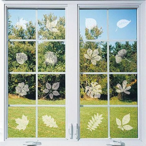 Autocollants pour vitres anti-collision d'oiseaux, 52 pièces, grands autocollants en forme de feuille (1/5)