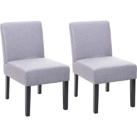 Set 2x sedie HHG-172 sala da pranzo legno tessuto grigio