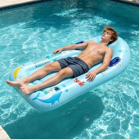 Materassino gonfiabile - Materassino gonfiabile specifico per piscina - Nuoto e divertimento in acqua - Design anti-ribaltamento - Lunghezza 110 cm - Blu (1/5)