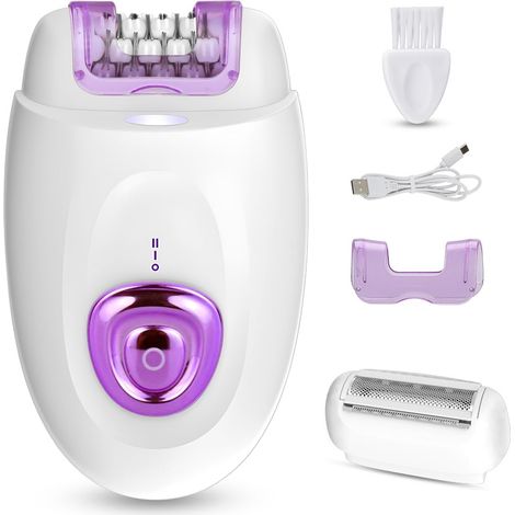Épilateur électrique pour femme avec embout de rasage et tondeuse 2 en 1, rasoir électrique et épilateur pour visage, jambes, bras, bikini (1/5)