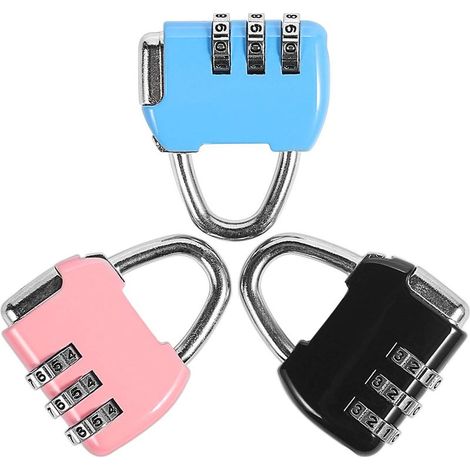 Lot de 3 cadenas à combinaison, cadenas à 3 chiffres, réinitialisables et étanches, adaptés aux casiers scolaires, aux mallettes et aux sacs d'ordinateur portable. (1/5)