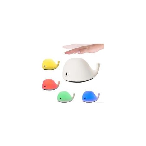 480.32 48032 Gute-Nacht-Wal-Nachtlicht, batteriebetriebene LED-Lampe für Kinderzimmer mit Farbwechsel, BPA-freies Silikon, Weiß - Crezuo