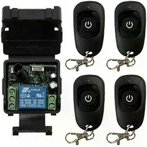 Module récepteur RF émetteur 1 canal avec télécommande sans fil 12 V/24 V CC (1 canal) et relais 10 A, compatible avec les télécommandes 315/433 MHz - JXLGV (1/4)