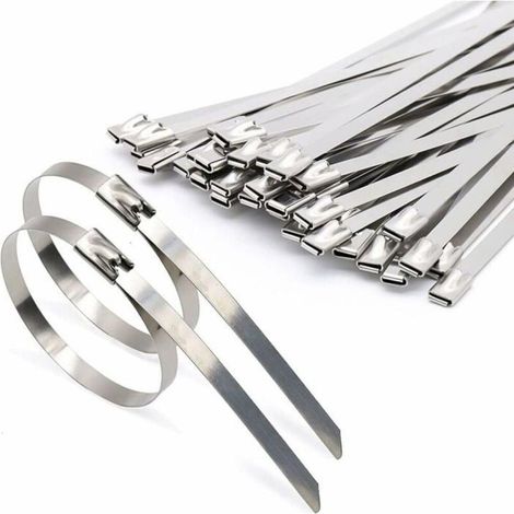 100 Pièces Attaches de câble Robustes, Collier de serrage inox en Acier Inoxydable Serre-câbles Acier Autobloquante 4,6x200mm (1/5)
