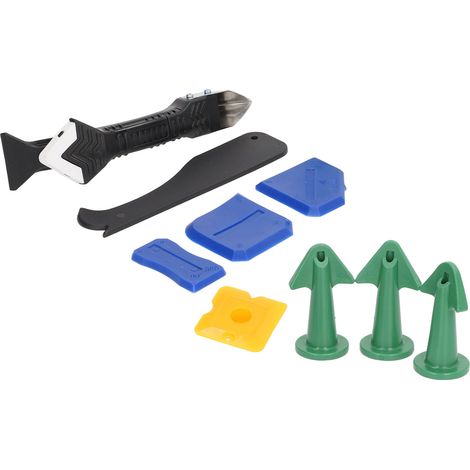 Kit outil calfeutrage silicone ABS multifonction lisseur joint colle racleur bourrelet 3 en 1 5 têtes blanches 3 embouts (1/5)