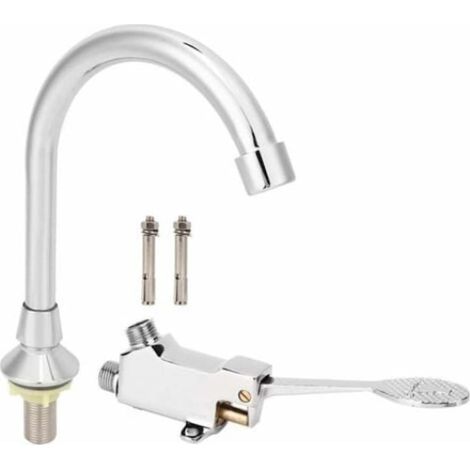 Robinet à pédale en cuivre et ABS, argenté, pour lavage des mains, usage médical et industriel, commande au pied, économique (1/5)