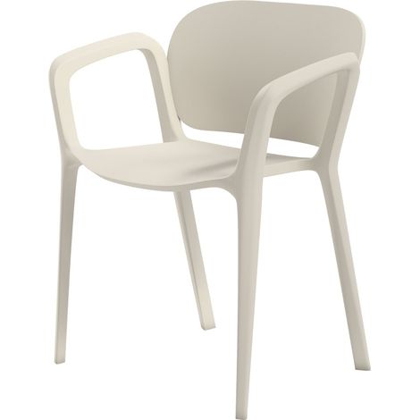 Lot de 4 chaises de jardin empilables en plastique, résistantes aux intempéries, avec accoudoirs, capacité 120 kg (1/5)