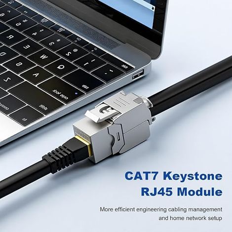 modules CAT7 Keystone RJ45 femelles pour CAT7, CAT6, CAT6a, LSA, transmission 10 Gbit/s, STP entièrement blindé, contacts plaqués, prise Keystone CAT 7 pour panneau de brassage et prises (1/4)