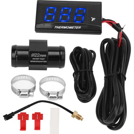 Jauge de Température de l'eau de Moto, Boîtier ABS DC12V M10 Jauge de Température de l'eau étanche Précise Ultra Mince pour Modification (Bleu) (1/4)