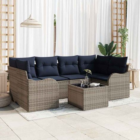 vidaXL Set Divano da Giardino Grigio 55 x 55 x 37 cm polyrattan (1/5)