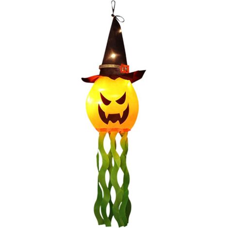 Lampe fantôme suspendue citrouille lumineuse LED d'Halloween, lampe chapeau de magicien lumineuse pour décoration de bar à domicile (1/5)