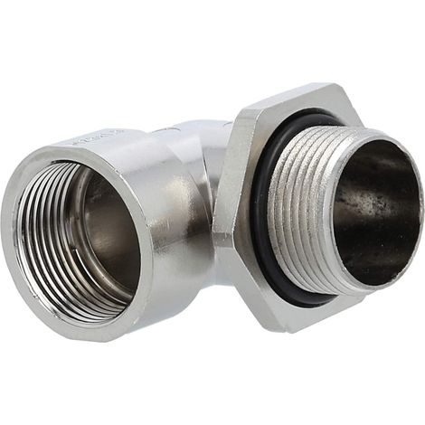 Winkelverschraubung M25x1,5 KMW-M25 Zink-Druckguss vernickelt Gewindelänge 16,5mm - 1 Stück (1/3)