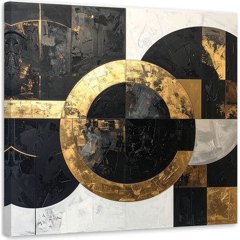 Wandbild Abstrakte Textur Kreise Formen schwarz-gold 50x50 cm (1/5)