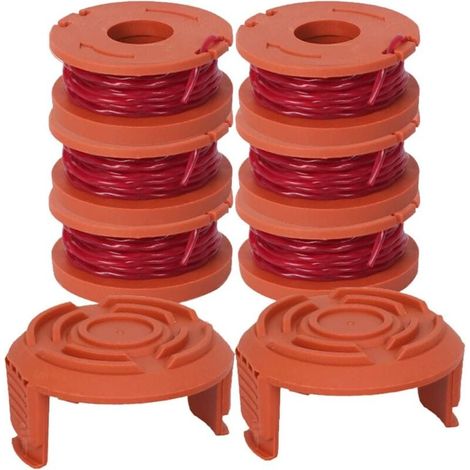 Paquete de 6 carretes de hilo para desbrozadora Worx WA001 (6 carretes de hilo de 3 m, Ø 1,6 mm, 2 tapas) (1/4)