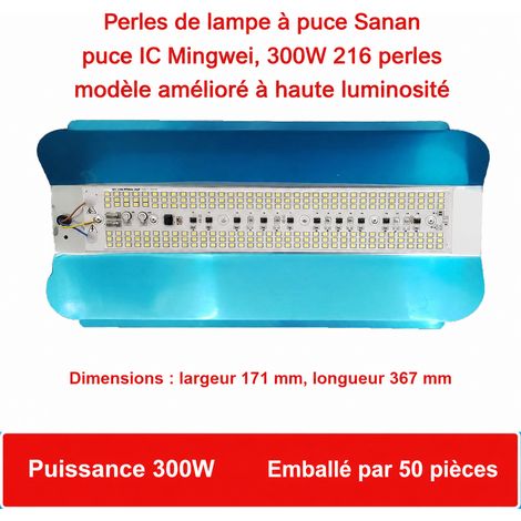 Projecteur LED 300W 216 LED Lumière Jaune Étanche IP65 Chantier 220V 300w216 réf 1284 38 × 17 × 5 cm 460 g – Livraison gratuite