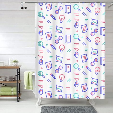 Rideau de douche œillets plastique, motif élégant, imperméable polyester (1/5)