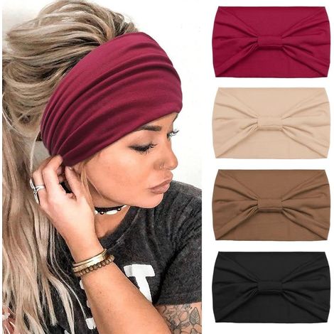 Pièces Bandeau Cheveux Femme Large élastique Doux Boho Bandeau Cheveux Imprimé Léopard Yoga Sport Headband Multicolore Serre-tête Femme(C) (1/5)