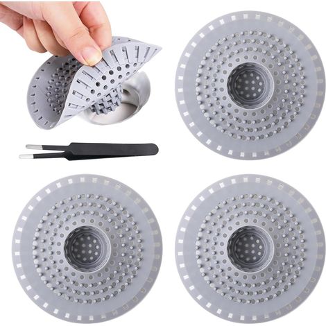 3 Pièces Attrape Cheveux Douche mit Agrafe Silicone Filtre Cheveux Douche Filtre Evier Prévenir Efficacement Filtre Douche Cheveux pour Bonde Douche Cuisine Baignoire Salle de Bain (1/5)