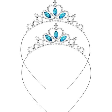 Lot de 2 diadèmes de princesse, serre-tête pour cheveux avec diadème en strass, cristal et perles, diadème de tête (Style B) (1/5)