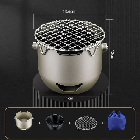 pair Mini-barbecue portable avec poignée, barbecue à charbon en acier inoxydable, idéal pour le camping et les pique-niques, pour 1 à 2 personnes, compact et facile à transporter – vert olive (1/5)