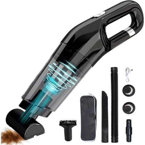 Aspirateur portatif puissant pour poils d'animaux - Noir - Rechargeable par USB, sans fil - Matériaux durables, longue durée de vie (1/5)