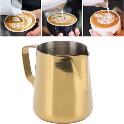 Latte-Art-Becher, italienischer Stil, spiralförmiger Ausguss, Latte-Art-Kanne, 350 ml, Gold (1/5)