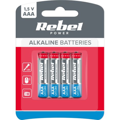 Piles alcalines REBEL LR03 4 pièces. (1/2)