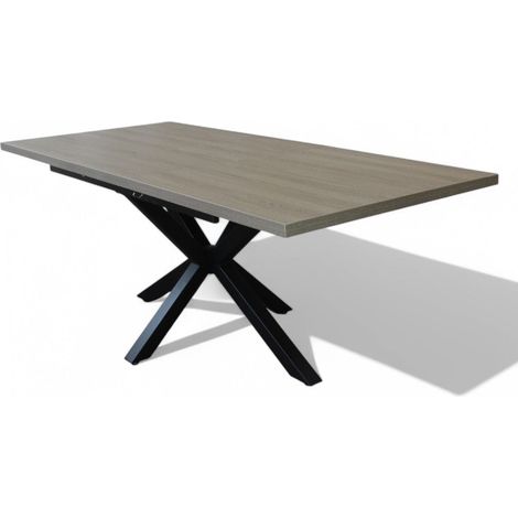 Tavolo allungabile struttura in alluminio e piano in melamina antracite e grigio scuro 90x160/200xH75 cm Gariè