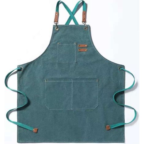 Tablier de chef, tablier de jardin en toile de coton, avec grandes poches, unisexe, tablier de cuisine durable et ajustable.