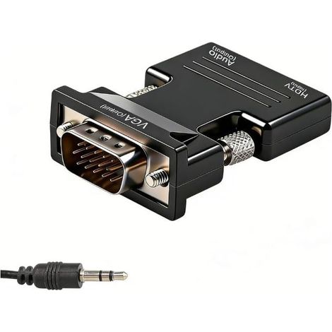Convertisseur HDMI vers VGA avec Audio 1080p, Adaptateur HDMI Femelle vers VGA Mâle avec Câble Audio 3,5 mm, Adaptateur de Vidéo pour PC Ordinateur Portable Xbox HDTV (1/5)