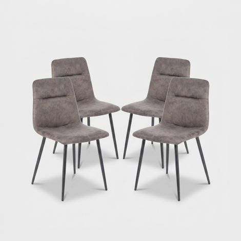 Set de 4 sillas de diseño en polipiel y metal para comedor Tia - Gris