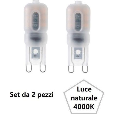 KIT 2PZ LAMPADINE LED G9 2 2W 190LM 4000K 360 16X48mm 25000h CRI80 (1/2)