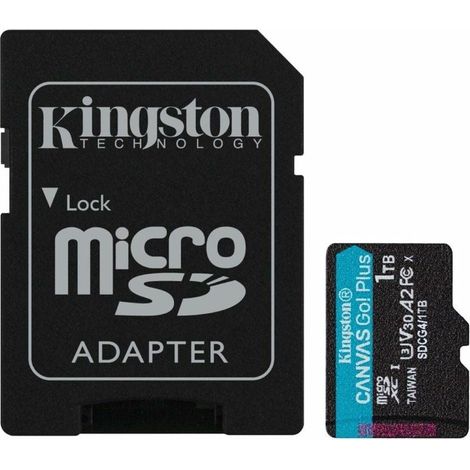 Kingston Technology Scheda microSDXC Canvas Go Plus Gen4 200MB/s A2 U3 V30 da 1 TB + adattatore (1/2)