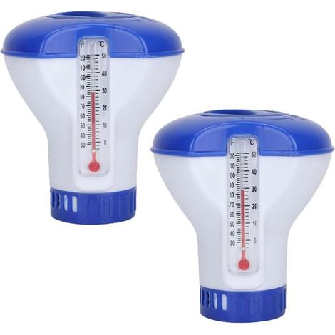 2 unités, distributeur de chlore flottant avec thermomètre, pour pastilles ou brome, pour un dosage uniforme dans les piscines et les spas-AquaForge (1/5)