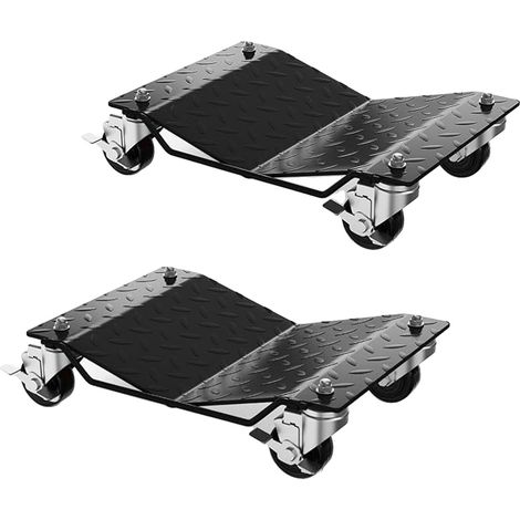 Carro de transporte para ruedas de coche, doble freno, gran movilidad, negro. (1/2)