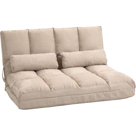 Chauffeuse dossier inclinable avec coussins SOIZIC beige (1/5)