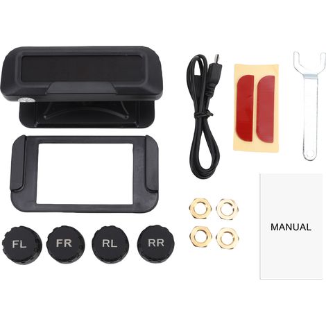Sistema di monitoraggio della pressione degli pneumatici con 4 sensori esterni, ricarica solare e tramite porta Type-C, accensione/spegnimento automatico, allarme batteria scarica per auto, SUV, monov (1/4)